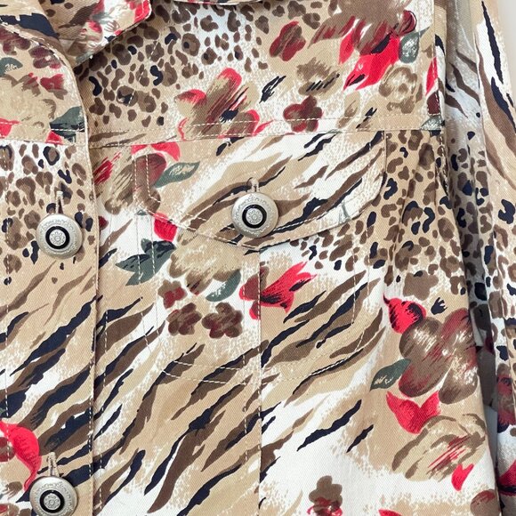 New Studio Works Petite Medium Jacket Leopard Animal Flower Print - Picture 3 of 8